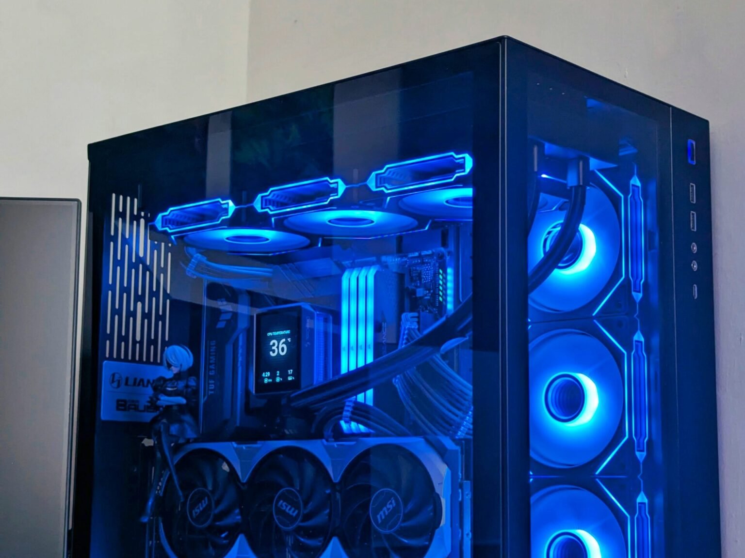 black PC case with blue RGB